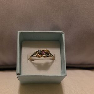 Elegant 10K Black Hills Gold Ring with 3 Colored Center CZ Stones Sz 8.5